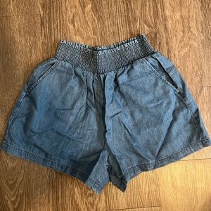 High Rise stretchy Jean style shorts